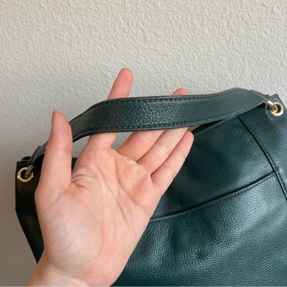 Michael Kors Green Leather Fulton Bedford Shoulder Bag Jet Set Selma - Picture 6 of 11